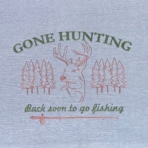 Gone Hunting Embroidered on Large Gray Placemat Set of Two